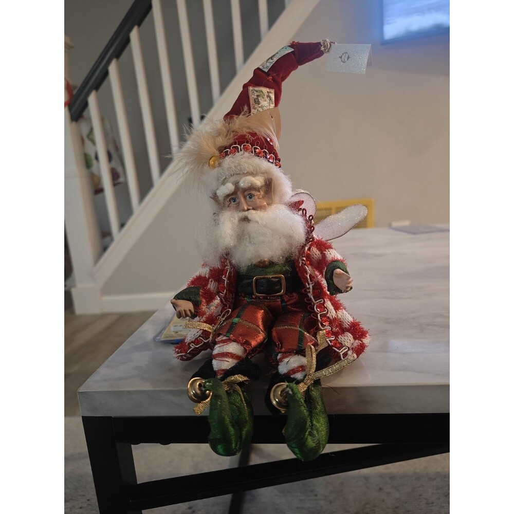 Mark Roberts 12" Collectible Fairy Elf Doll Christmas Red Green Skates Rare